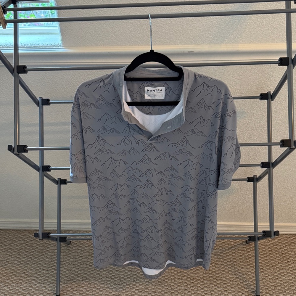 M's Mantra Catalyst Golf Polo, grey mountain pattern sz XL